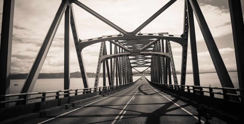 Entering Oregon State Bridge Washington State Road Trip Photography